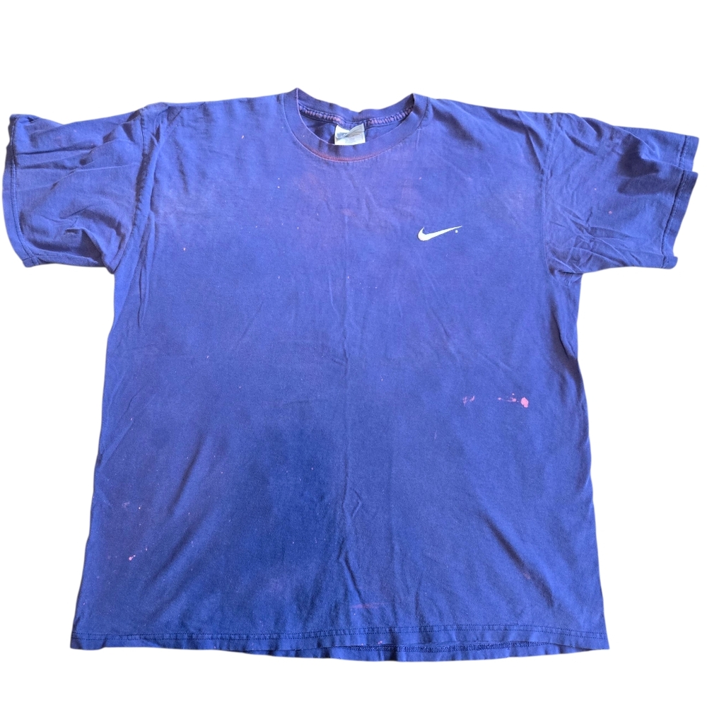 VTG Nike T Shirt Mens Large Purple W‎ Small Embroidered Swoosh 90s Tee Bleached